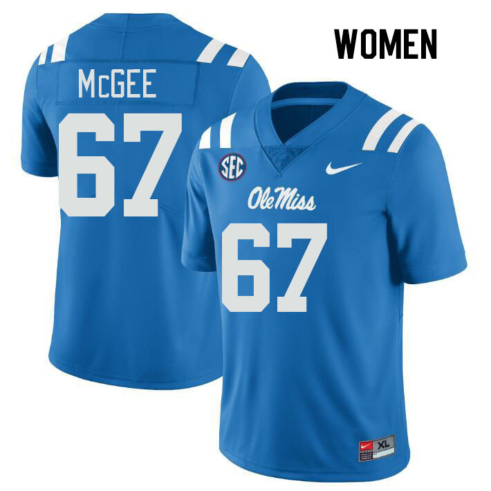 Women #67 Quincy McGee Ole Miss Rebels College Football Jerseys Stitched Sale-Power Blue
